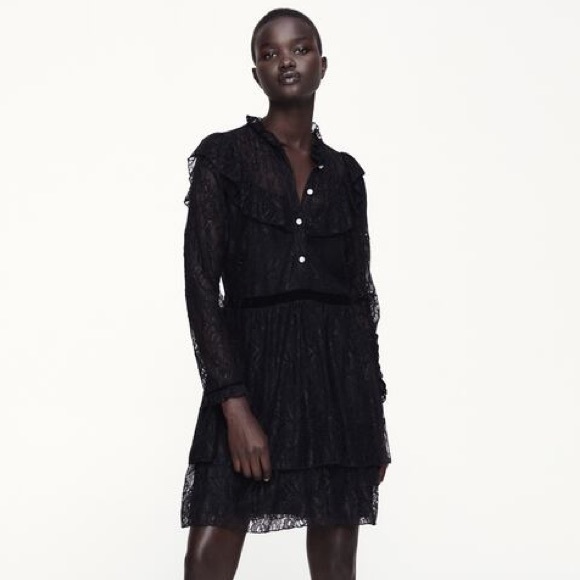 valentino dress black lace Valentino Dress Black Guipure Lace-Trim Ribbed Knit Size Medium Short –  Celebrity Owned